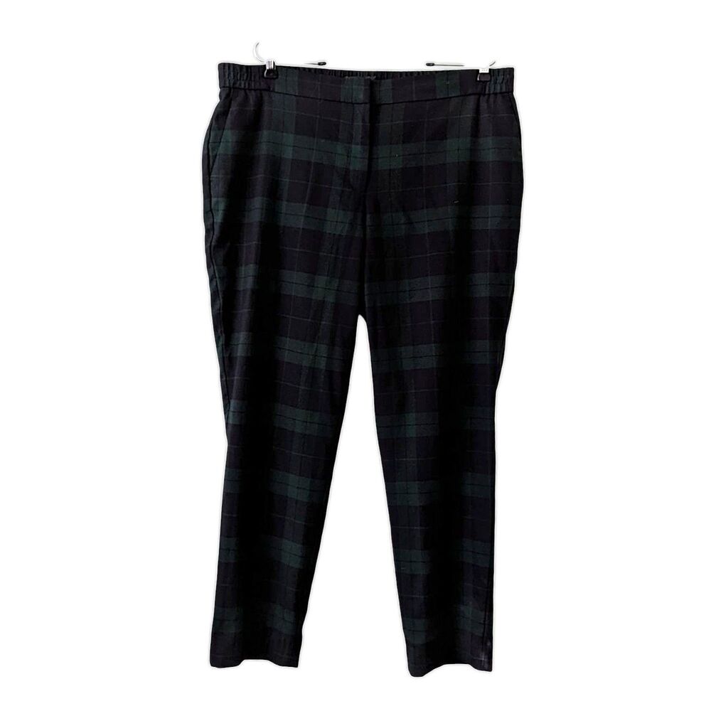 Talbots Woman 14W Wool Pants Lined Tapered Leg Stretchy Waist Plaid Office VGUC
